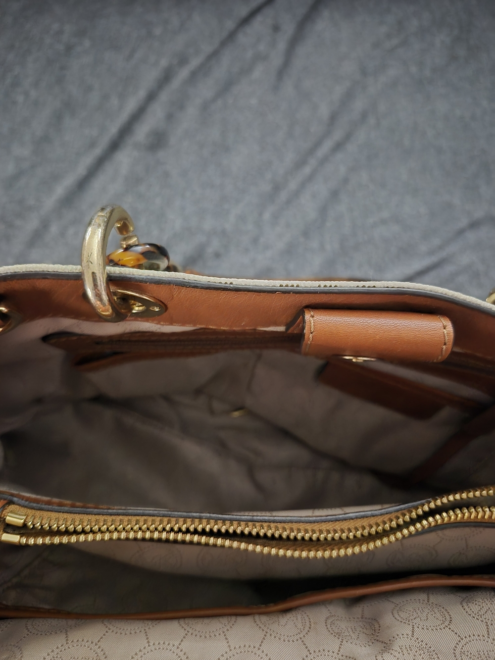 Michael Kors Beige MK Monogram Tote with Matching Scarf & Sandals - Picture 11 of 16